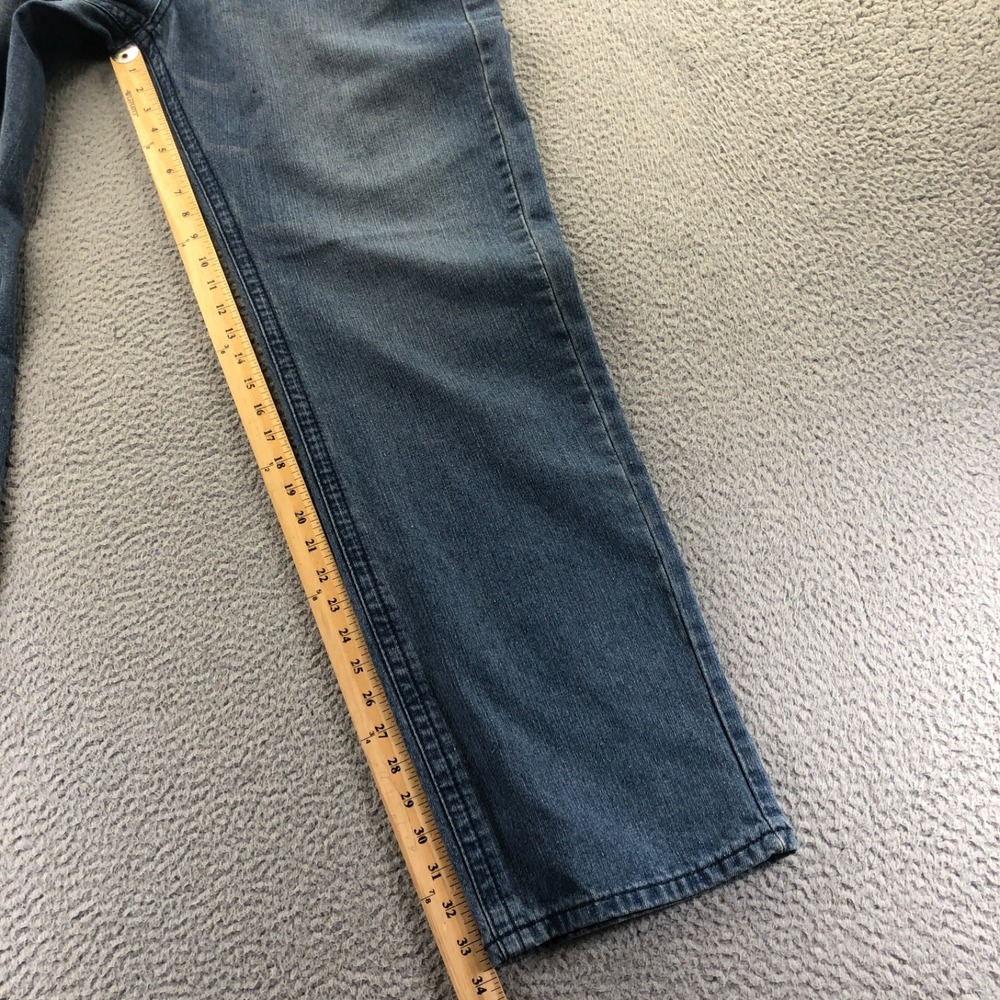Vintage True Religion Jeans Mens 42x34 Blue Y2K Straight Skull Patch Made In USA - Picture 13 of 15